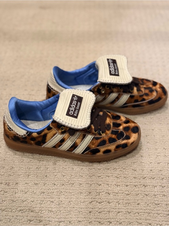 adidas Shoes - adidas x Wales Bonner Leopard Sneakers with Cream Stripes and Blue Lining